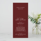 Invitation Burgundy Wedding Menu Card (Debout devant)