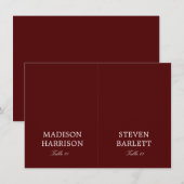 Invitation Burgundy Wedding Place Card DIY (Devant / Derrière)