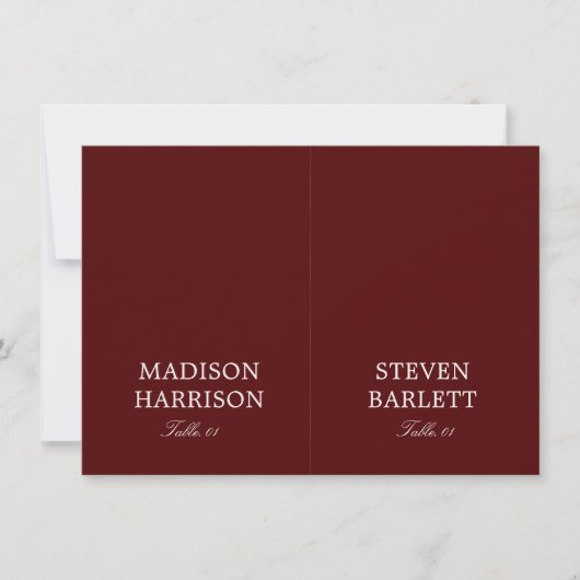 Invitation Burgundy Wedding Place Card DIY (Devant)