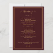 Invitation Burgundy Wedding Welcome Letter & Itinerary Card (Dos)