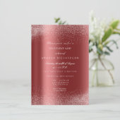 Invitation Burgundy White Glitter Leafs Sand Frame Glam (Debout devant)