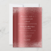 Invitation Burgundy White Glitter Leafs Sand Frame Glam (Devant)