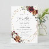 Invitation Burgundy White Rust Orange Floral Church Wedding   (Debout devant)
