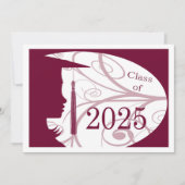 Invitation Burgundy & White Silhouette 2025 Graduation Party (Devant)