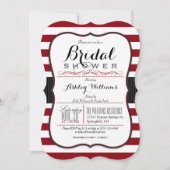 Invitation Burgundy & White Stripes; Elégante Fête des mariée (Devant)