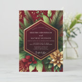 Invitation Burgundy Winter Bloom Wedding (Debout devant)