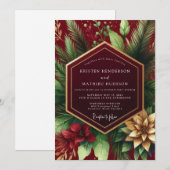 Invitation Burgundy Winter Bloom Wedding (Devant / Derrière)
