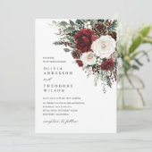 Invitation Burgundy Winter Floral Elegant Wedding (Debout devant)