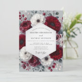 Invitation Burgundy Wintry Anemone Wedding (Debout devant)
