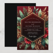 Invitation Burgundy Woodland Flourish Wedding (Devant / Derrière)