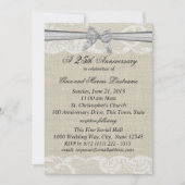 Invitation Burlap and Lace with Silver Bow 25th Anniversary (Devant)