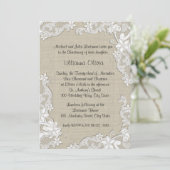 Invitation Burlap Baby Christening (Debout devant)