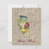 Invitation burlap boho plume fleur sauvage bohème mariage (Devant)