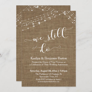 Invitation Burlap Chaînes Lumières Nous Faisons Encore Annive