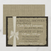 Invitation Burlap Country Fête des mariées (Devant / Derrière)