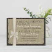 Invitation Burlap Country Fête des mariées (Debout devant)