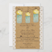 Invitation Burlap Dentelle jaune hydrangée mason jarres invit (Devant)