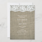 Invitation Burlap & Dentelle Simple Rustique Mariage Invitati (Devant)