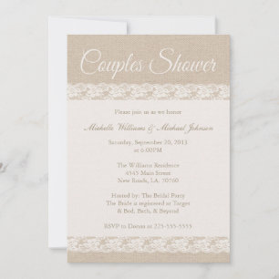 Invitation Burlap et dentelle Douche pour couples