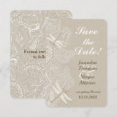 Invitation Burlap et dentelle Enregistrez la date de mariage (Devant / Derrière)