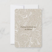 Invitation Burlap et dentelle Enregistrez la date de mariage (Dos)