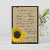 Invitation Burlap et Mariage de tournesol (Debout devant)