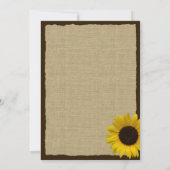 Invitation Burlap et Mariage de tournesol (Dos)