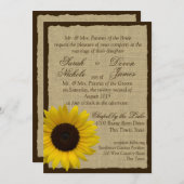 Invitation Burlap et Mariage de tournesol (Devant / Derrière)