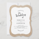 Invitation Burlap et Navy Blue Bracket Frame Wedding Invitati (Devant)
