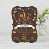 Invitation Burlap Fall In Love Citrouille Baby shower Invitat (Debout devant)