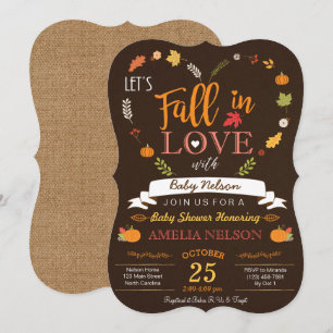 Invitation Burlap Fall In Love Citrouille Baby shower Invitat