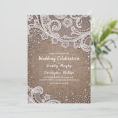 Invitation Burlap Lace argent parties scintillant mariage cam (Debout devant)