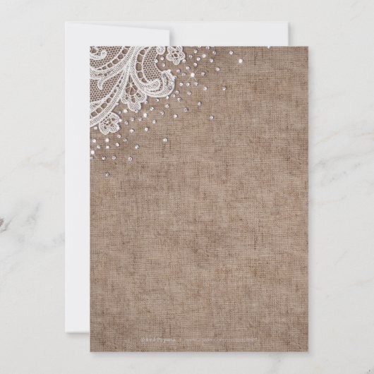 Invitation Burlap Lace argent parties scintillant rustique nu (Dos)