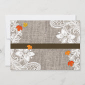 Invitation Burlap & Lace Fall Citrouille Carving Halloween Pa (Dos)