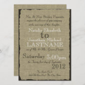 Invitation Burlap Look Mariage rustique (Devant / Derrière)