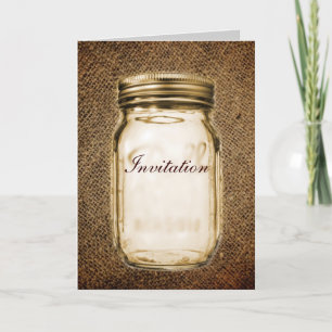 Invitation burlap mason jar western country extérieur mariage