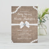 Invitation Burlap & Pearl Rustic Glamor Oh Baby shower (Debout devant)
