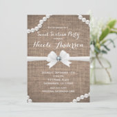 Invitation Burlap & Pearls Rustic Glamor Sweet 16 Party (Debout devant)