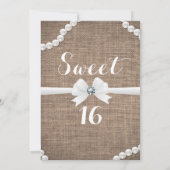 Invitation Burlap & Pearls Rustic Glamor Sweet 16 Party (Dos)