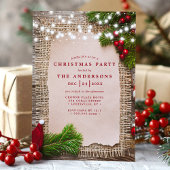 Invitation Burlap Pine String éclaire la fête de Noël russe