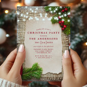 Invitation Burlap Pine String éclaire la fête de Noël russe