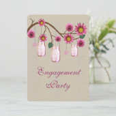 Invitation Burlap Russe Pink Mason Jars (Debout devant)