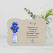 Invitation Burlap Rustic Blue Mason Jar Maid Of Honor Card (Debout devant)