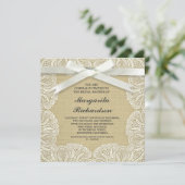 Invitation burlap rustique blanc dentelle & arc bridalshower (Debout devant)