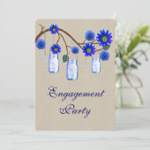 Invitation Burlap Rustique Blue Mason Jars (Debout devant)