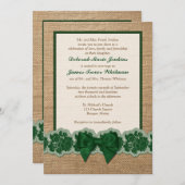 Invitation Burlap Rustique, Dentelle IMPRIMÉE, Mariage de la (Devant / Derrière)