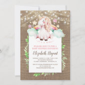 Invitation Burlap rustique et Baby shower de licorne magique (Devant)