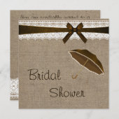 Invitation Burlap rustique et Fête des mariées de dentelle Vi (Devant / Derrière)