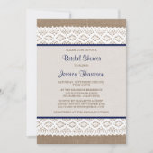 Invitation Burlap rustique et Fête des mariées en dentelle bl (Devant)