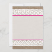 Invitation Burlap rustique et Fête des mariées en dentelle bl (Dos)